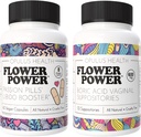 Flower Power - 열정 알약 리비도 부스터 & Boric Acid Suppositories - 강화 된 리비도, 냄새 제어 및 균형 질 건강을위한 모든 자연 Feminine 케어 번 - 60 Vegan 캡슐, 600mg - Ma