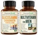 Glucosamine Chondroitin 심황 MSM + 남자의 Multivitamin 2-Bottle 보충교재는 그를 위해 묶습니다. 합동 건강, 염증 응답, 면역성이 있는 지원, 산화를 억제하는 재산
