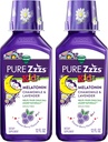 Vicks 순수한 Zzzs Kidz Melatonin, 아이 Melatonin 액체, 잠 원조, 약 자유로운, Chamomile & Lavender와 더불어 액체 Melatonin 1mg, 아이를 위한 Melatonin 잠 원조, Snooze Berry 맛있은, 2 팩, 24 FL OZ