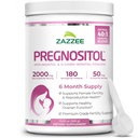 Zazzee PREGNOSITOL 분말, 6 개월 공급, Myo-Inositol 및 D-Chiro-Inositol 40:1 Fertility Blend, Exact Dosage, Premium Balanced Formula, 183 서빙, Vegan, All-Natural 및 Non-GMO 무료 Scoop
