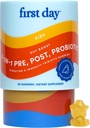 FIRST DAY Kids 3-in-1 Probiotic Gummies - Prebiotic + Probiotic + Postbiotic Supplement - 소화 및 구강 건강, 면역 기능 및 에너지 레벨 지원 - 30 일 공급
