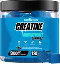 Creatine Monohydrate Gummies for Men & Women-5g of Creatine Monohydrate / 서빙 - 도움말 증가 강도 및 근육 구축,Sugar Free,Vegan, Blueberry 맛, 120 조사
