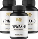 50 VpMax-9 후 골든 - 눈 비타민, Lutein, Lycopene 및 Bilberry 추출물이있는 시력 관리 및 산화제 보충 - 3 병