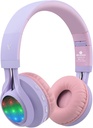 Riwbox WT-7S 아이 Bluetooth 헤드폰은, 마이크로폰과 양 통제, PC/Tablet/TV/Travel (Purple)를 위한, 안락한과 내구재와 더불어 Foldable Stero 무선 헤드폰, 점화합니다