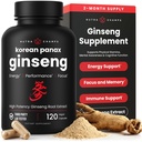 NutraChamps Korean Red Panax Ginseng Capsules | 에너지, 초점, 성능, 활력 및 면역 지원에 대한 추가 강도 인삼 캡슐 | Korean Ginseng Root Extract (120, Red)