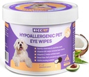 HICC PET Eyes Wipes for Dogs & Cats, Vet-Recommended Dog Eye Infection treatment, Gently Remove Tear Stain, Debris, 방전 - Hypoallergenic Pet Eye Wash Cleaner for Eye, 주름, 얼굴 - 100pcs