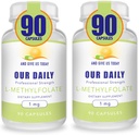 우리의 매일 Vites L-Methylfolate 1mg/1000 mcg 최대 힘 활동적인 Folate, 5-MTHF의 충전물 자유로운, 글루텐 자유로운, 비 GMO의 채식 캡슐 90 조사 (2의 포장)