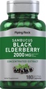 Piping Rock Elderberry 캡슐 | 2000 mg | 180 알약 | Sambucus 초본 추출물 보충 | 농축 추출물 | Non-GMO, 글루텐 무료