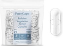 PureCaps USA - 빈 채식 채식 채식 채식 채식 캡슐 크기 00 | 100 Joined Pills| Clear| Non-GMO 인증 | SLS, 글루텐, 보존 무료