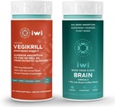 iwi Life Vegikrill & Brain Omega-3 번들, 30 서빙, Vegan Plant-Based Algae Omega 3 EPA + DHA, Krill & Fish Oil Alternative, No Fishy Aftertaste