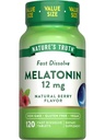Nature's Truth Melatonin Tablets | 12mg | 120 개 | 천연 베리 맛 | 빠른 용해 | Vegan, Non-GMO 및 글루텐 무료 보충