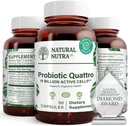 Natural Nutra Probiotic Quattro – Lactobacillus Acidophilus, Bifidus를 포함한 4 가지 강력한 Strains와 고급 Probiotic 보충 – 소화 및 면역 건강 지원 – 50 채식 캡슐