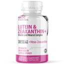 Nature's Fusions Nutri Lutein 20mg Eye Vitamins Complex - Triple Carotenoid Formula - Lutein 및 Zeaxanthin - 아연, 비타민 A, C, D3, E, Folate - 60 캡슐 - 눈 건강 보조 식품
