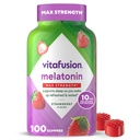 vitafusion 최대 힘 10 mg Melatonin Gummies, 딸기 맛, 성인 Melatonin Gummy 비타민 보충교재, 100개의 조사, 50 일 공급