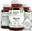 에너지를위한 자연 Nutra Niacin 보충, 몸 지방을 유지, 소화 개선, 피부 건강을 촉진, 부스트 에너지 및 뇌 기능, 비 GMO, 글루텐 - 무료, 100 mg, 100 정제 (팩 2)