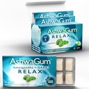 AshwaGum RELAX Gum by BetterGum, KSM 66 Ashwagandha 및 Gaba, 스트레스 및 불안 완화 지원, Cortisol 지원, Gummies, Sugar-Free, 10 조각 - 6 팩