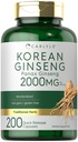 Carlyle 한국 인삼 추출물 캡슐 2000 mg | 200 캡슐 | 비 GMO 및 글루텐 프리 포뮬러 | 표준화 된 Panax 인삼 보충