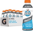 Gatorade Zero with Protein, 10g Whey Protein Isolate, Zero Sugar, 채식, 액체 전해질, 차가운 파란색, 16.9 Fl Oz 병, 12 팩