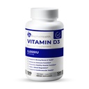 비타민 D3 고 효능 | 5000 IU 면역, 뼈, 심혈관 지원 | 무드와 근육 기능 강화 | 120 Softgels - 4개월 공급