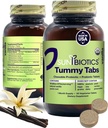 SUNBIOTICS Tummy Tabs - Chewable Probiotic 및 Prebiotic 정제 좋은 Gut Flora, Immune 시스템, & Balanced Microbiome - Vanilla, (패키지 1)
