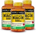 MASON NATURAL Niacin 500 mg 홍조 자유로운, 지원 심장 건강, 신경 체계 & 에너지 생산, 60의 캡슐, 3의 팩