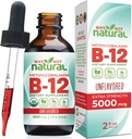 왜 자연적인 유기 비타민 B12 액체 - 이하 언어 여분 힘 60 x 5000 mcg Methylcobalamin 하락, 채식주의자, 흡수 및 에너지를 극화하십시오