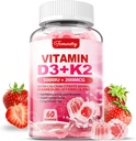 성인을 위한 비타민 D3 K2 보충교재 - 비타민 D3 5000 IU + K2 200 mcg - 칼슘 600mg 마그네슘 아연을 가진 VIT D3 K2 Gummies & 여성 남자를 위한 비타민 C - 지원 B0ne의 근육 면역