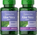 Puritan의 Pride 알로에 Vera 추출물 25mg (5000mg Equivalent) Softgels, 200 조사 (포장 월병) (포장 2)
