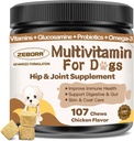 전반적인 건강을 위해 미네랄이 함유 된 개 다비타민 - 개 비타민과 Glucosamine, 광물과 노인 개를위한 Probiotics - Omega 3 Fish Oil for Skin & Coat - 107 Chews