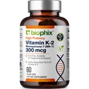 비스듬한 비타민 K2 MK-7 300mcg, 60 Vegan 캡슐 - 뼈 힘과 면역 건강을 위한 높 순수성 보충교재