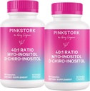 핑크 Stork Myo-Inositol & D-Chiro Inositol 보충교재 - 여성을 위한 Hormonal 균형 - Ovarian 지원 - 40:1 비율 - 여성을 위한 불연성 보충교재 - 180의 캡슐, 2 달 공급