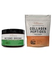 Green & Collagen Peptides Peach Mango를 넘어 라이브 컨소시엄| 버섯 커피 대안 낮은 카페인 + 헤어, 피부, 네일, 관절 지원