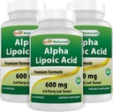 최고의 자연 알파 Lipoic 산 600 mg 60 캡슐 - ALA 강력한 산화 방지제 (60 개)