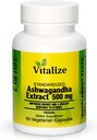 Vitalize - Ashwagandha Extract | 향상된 에너지 | Superb Cortisol Manager | Vegan | Dietary Supplement | 60 Ashwagandha Capsules | Ashwagandha 500mg | Non-GMO | 글루텐 프리