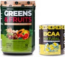 Nutrology 녹색 & 과일 분말 - 자연적으로 Sourced Superfood, 바닐라 Cinnamon (30 서빙) BCAA 자연, 식물 기반 BCAA 분말, 레몬 맛 (30 서빙)
