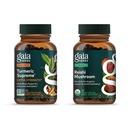 가이아 허브 심황 Supreme Extra Strength - 60 Vegan Liquid Phyto-Capsules & Reishi Mushroom - 면역 시스템 및 지원 심장 건강 - 40 Vegan Liquid Phyto-Capsules (2 팩)