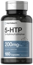 Horbäach 5HTP 200mg 보충 | 180 캡슐 | 5 Hydroxytryptophan | Griffonia Simplicifolia | 추가 강도 | 비 GMO, 글루텐 프리