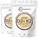 2 팩 비타민 D3 10000 iu 플러스 K2 (MK-7) 200 mcg, 300 버진 코코넛 오일 Softgels | 2 in 1 Vitamins D & K Complex | 지원 칼슘 흡수, 뼈, 면역, & 심장 건강 - 삼키기가 용이