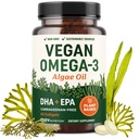Vegan 오메가 3 조류 오일 | 식물 기반 DHA EPA | 지속 가능한 원천, 아니 Carrageenan, 비 GMO | 심장, 뇌 및 눈 건강 | 생선 기름 대안 | 조류 오메가 3 보충 | 60 Softgel 캡슐