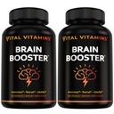 Vital Vitamins Brain Supplements for Memory and Focus (2-Pack) - Ginkgo Biloba, Rhodiola, B12 - 성인 및 노인을위한 카페인 무료 지원 - 60 일 공급