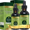 고 Nutrients 액체 비타민 D3 K2 (MK-7) 드롭 & Turmeric Ease | 건강 하 고 & 블랙퍼 & Ginger, Turmeric Curcumin 액체 추출