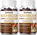 버섯 Gummies - Ashwagandha 및 Lion Mane (120 Chews) Nootropic Brain Supplement, 면역 지원 및 스트레스 완화 (팩 2)