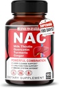 Nac Supplement N-Acetyl-L-Cysteine - 낙농성 면역성, 호흡기, 간장 웰빙을위한 우유 이틀 + Quercetin로 강화 (180 개)