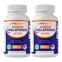 Vitamatic Melatonin 60 mg 빠른 용해 정제 - 60 Vegan 천연 베리 맛 정제 - Non-Habit Forming - Non-GMO, 글루텐 무료 (2 병)