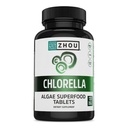 Zhou Chlorella 정제 - Chlorella 보충교재, Chlorophyll 비타민, 순수한 녹색 조류 Superfood, 영양 풍부한 슈퍼 푸드 알약, 브로큰 세포 벽 - 120 Vegan 정제