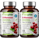 Cranberry & Probiotics를 가진 Biophix D-Mannose 1000mg 캡슐 - 여성을 위한 D Mannose 보충교재 - Urinary Tract & Bladder 건강 지원을 위한 D-Mannose 알약 - 소화된 우물 - 120 Vcaps 2 팩