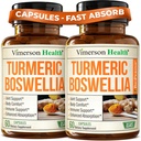 Boswellia Serrata Turmeric Supplement for Joint Support & Inflammation Balance – Ginger & Black Pepper Extract를 사용한 Turmeric Boswellia 보충 – Non-GMO - 2pack