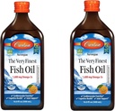 Carlson - 매우 Finest Fish Oil, 1600 mg Omega-3s, 액체 물고기 기름 보충교재, 노르웨이어 물고기 기름, 야생 잡초, 지속 가능한 Sourced Fish Oil Liquid, 오렌지, 16.91 Fl Oz (패킹 2)