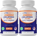Vitamatic Melatonin 30 mg - B6 & L-Theanine - 120 자연적인 베리 풍미를 가진 빠른 용해 정제 (2개의 정제 복용량 = Melatonin 60 mg) (120의 조사 2))