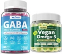 Vegan Omega 3 Gummies 1 Pack+ GABA Gummies 설탕 무료 2 팩
